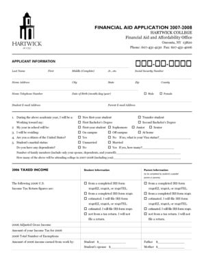 Fillable Online Financial Aid Application PDF Fax Email Print PdfFiller