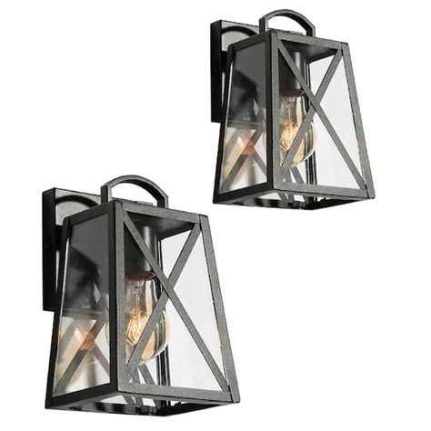 Lnc Modern Black Outdoor Wall Lantern Sconce With Clear Glass Shade