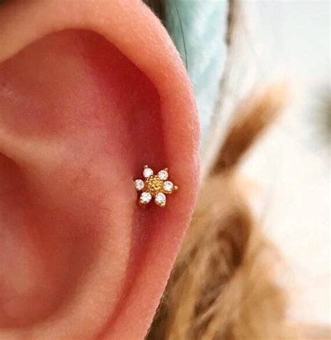 Mini Boucle D Oreille Cartilage Tournesol 18 G Sans Filetage Tragus