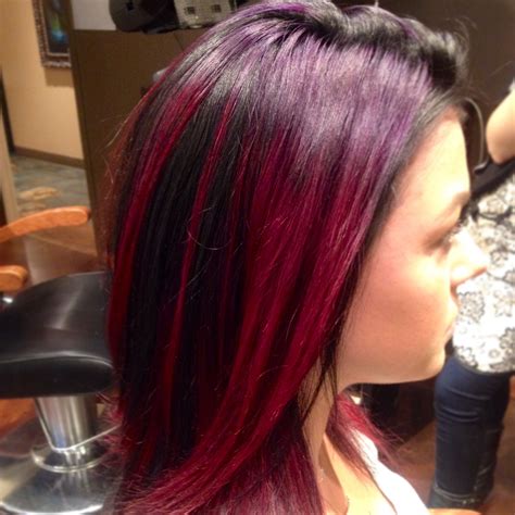 Purple To Red Ombré Highlights Haar Kleuren Haar Kleuren