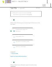 US Hist1 Unit 4 Milestone Pdf UNIT 4 MILESTONE 4 SCORE 13 15 13 15
