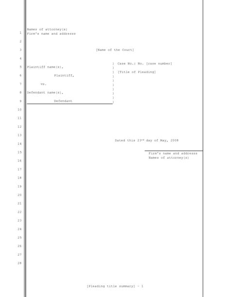 Free Pleading Paper Templates Word Pdf Templatelab