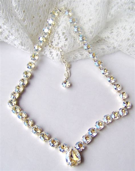 Swarovski Crystal Rhinestone Necklace Crystal Moonlight Etsy