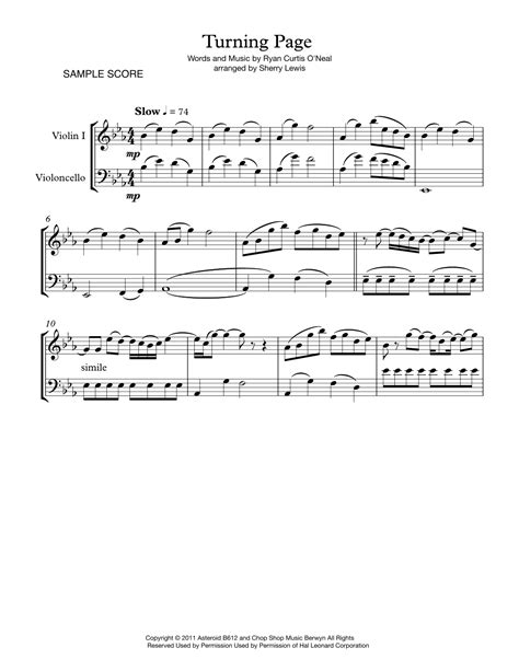 Turning Page Arr Sherry Lewis By Sleeping At Last Sheet Music For