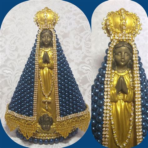 Nossa Senhora Aparecida Manto De Perolas Azul Marinho Elo