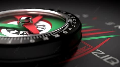 Isometric Drawing Compass In Black Red And Green Shades Background