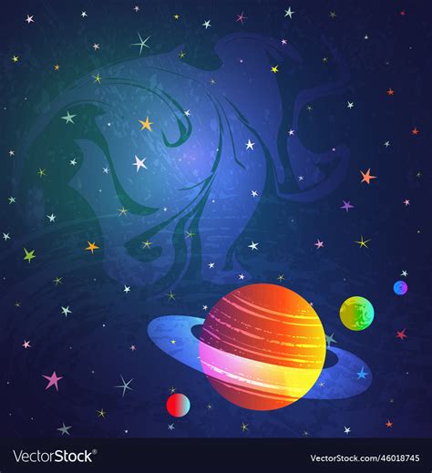 Planets In Space Background Kids Cosmos Wallpaper Vector 52 Off