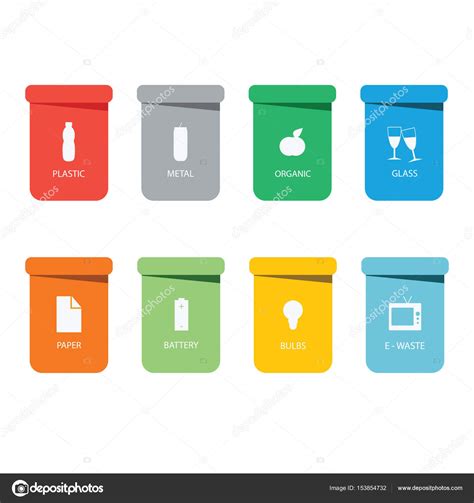 Papeleras De Diferentes Colores Reciclaje Vector Ilustracion Images