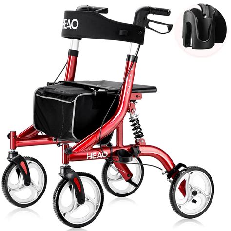 Buy HEAO Rollator Walker With Seat For Seniors 4 X 10 Wheels Upright