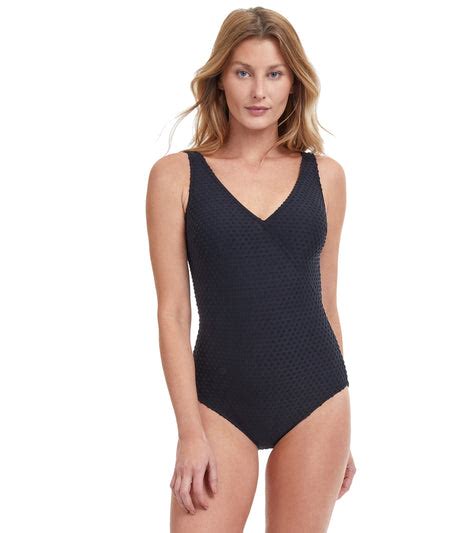 Gottex Womens Day Dream Textured Surplice One Piece Swimsuit At