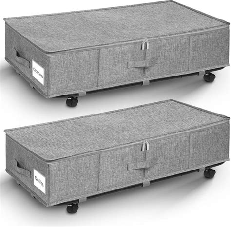 2 Stuks Onderbedcommode Opbergbox Met Wielen 360 Rotatie Groot Onder