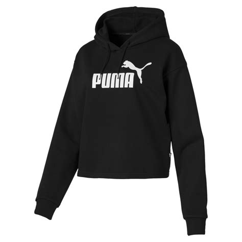 Essentials Cropped Womens Hoodie Black Puma