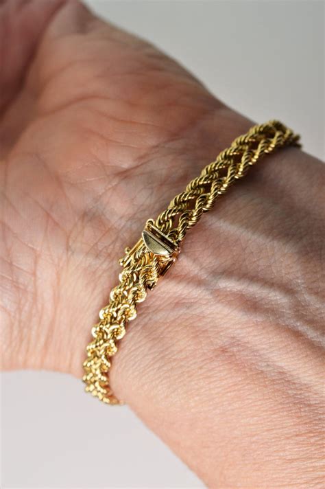 Yellow Gold Double Rope Bracelet at 1stDibs | 14k gold double rope bracelet