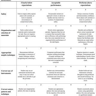 Example Global Rating Scale Instrument For The Skin Suturing Station