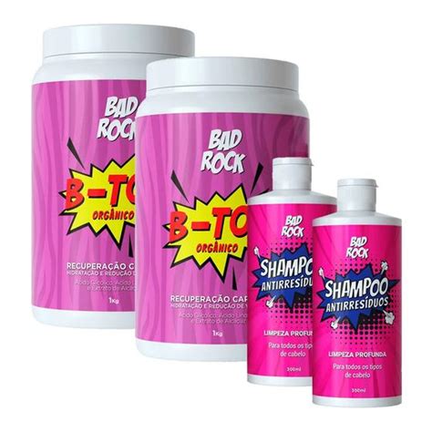 Kit Shampoo Antirres Duos B Tox Org Nico Bad Rock Kg Kit De