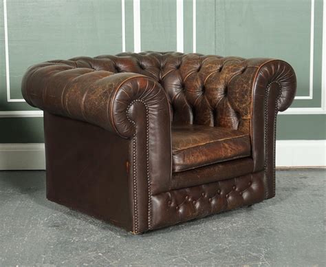 Fauteuils Club Chesterfield Gentlemans Vintage En Cuir Marron Set De