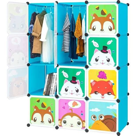 Armoire De Rangement Modulable Pour Enfant HSTURYZ 12 Cubes Bleu