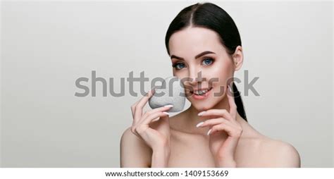 Portrait Model Natural Nude Make Beautiful Stock Photo