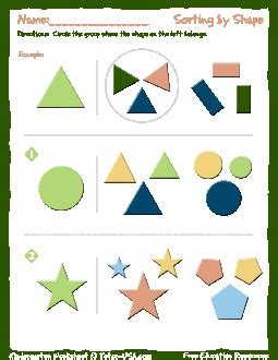 Worksheet: Kindergarten - Sorting by Shape - Sort Objects by Shape | Kindergarten Printable