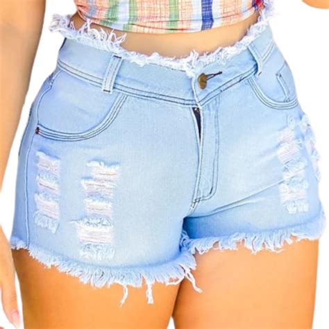 Short Jeans Feminino Cintura Alta Bermuda Short Jeans Desfiado C S Alto Hot Pants Shopee Brasil