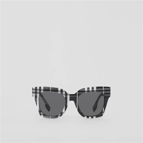 Check Square Frame Sunglasses In Blackwhite Women Burberry® Official