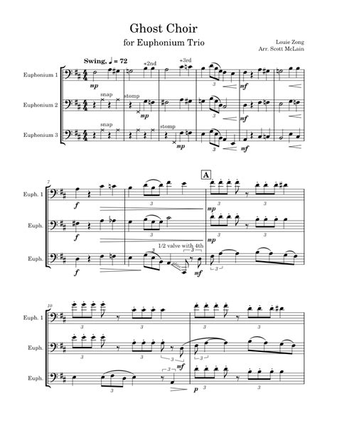 Ghost Choir For Euphonium Trio Sheet Music For Euphonium Brass Trio