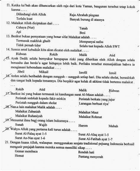 UTS Agama Islam Kelas 4 Semester Genap TA2014 2015 Sunarto S Kom