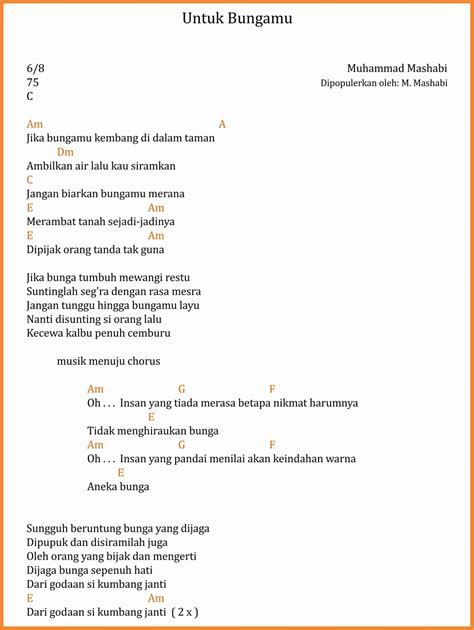 Chord Lagu Untuk Bungamu - M. Mashabi - SEKITAR MUSIK