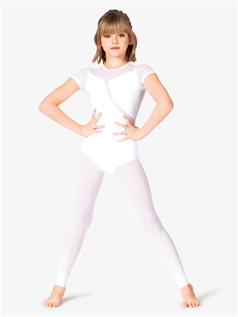 Sale Girls Mesh Short Sleeve Dance Unitard Mariia Me590cx