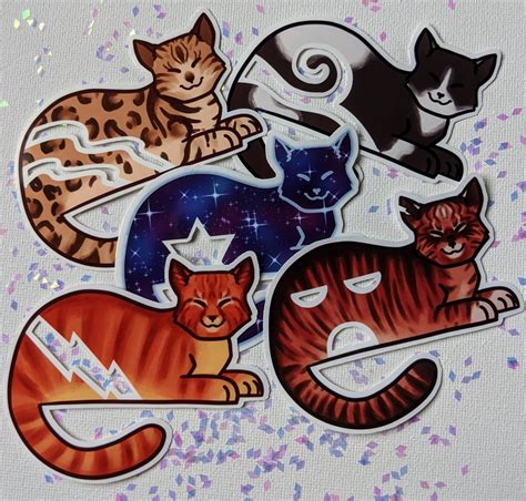 Warrior Cats With Clan Symbols Vinyl Stickers | Etsy