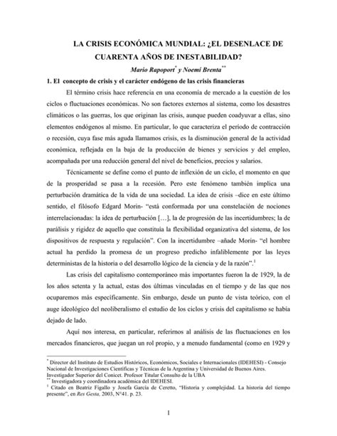 la crisis económica mundial el desenlace de