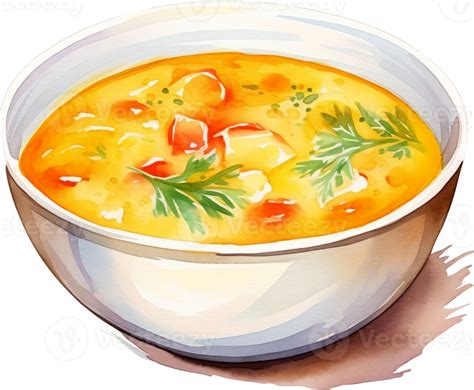 Suppe im Schüssel. Aquarell Hand gezeichnet Illustration 31765058 PNG