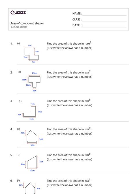 50+ Area of Compound Shapes worksheets for 8th Class on Quizizz | Free ...