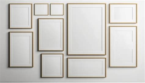 Premium Photo | A collection of framed frames on a white wall.