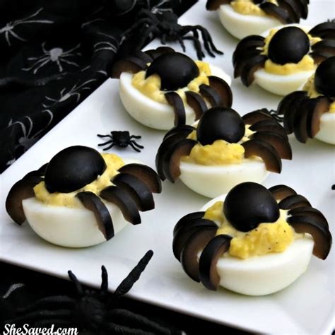 Halloween Side Dish Spooky Deviled Egg Spiders Shesaved®