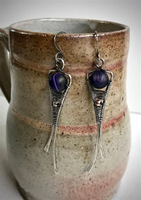 Silver Wire Wrapped Earrings Etsy