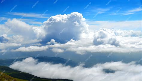 Premium AI Image | clouds over the mountains with blue sky