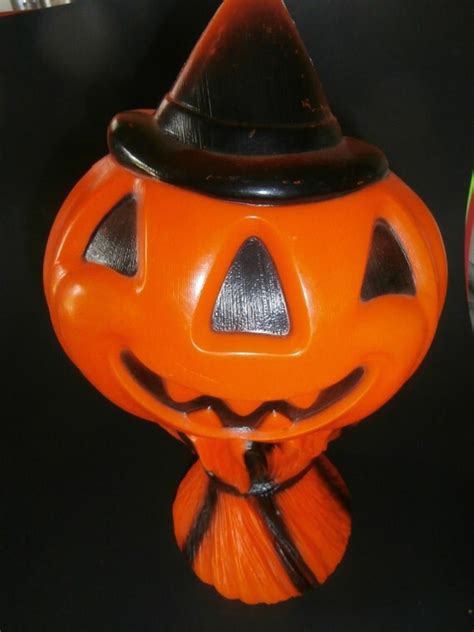 Vintage Halloween Blow Mold Jack O Lantern Haystack Pumpkin