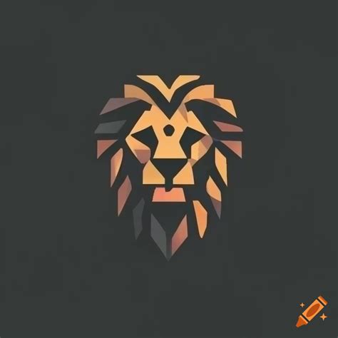 Minimalist Geometric Lion Logo On Black Background On Craiyon