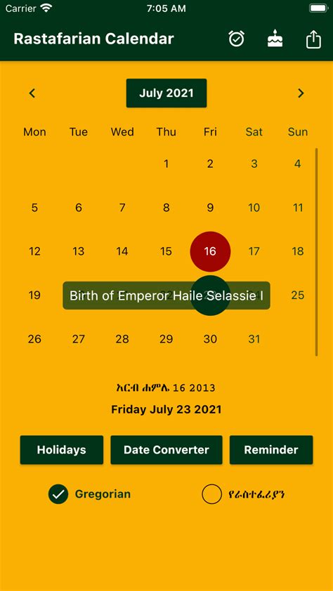 Rastafarian Calendar 2023 For Iphone 無料・ダウンロード