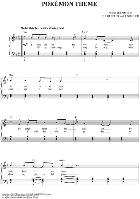 Pokémon Theme Sheet Music For Pianovocalchords Sheet Music Now