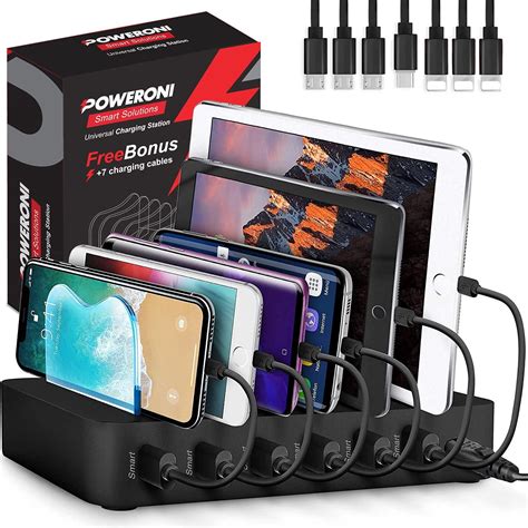 poweroni  port usb charging station dock fast multiport charger