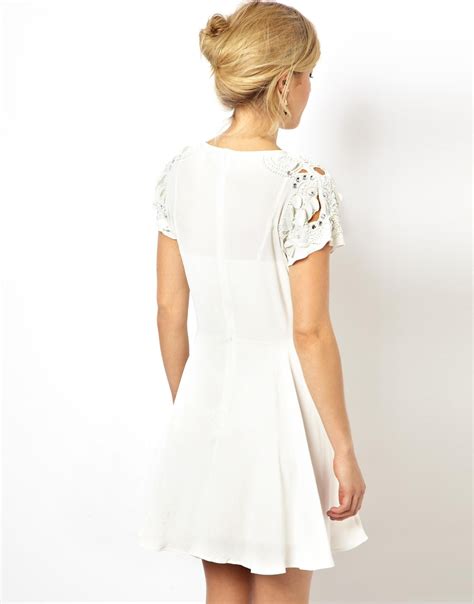 Lyst Asos Embellished Skater Dress In White