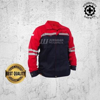 MERAH Wearpack Safety Semi Jacket Work Wearpack Red Color Navy Blue