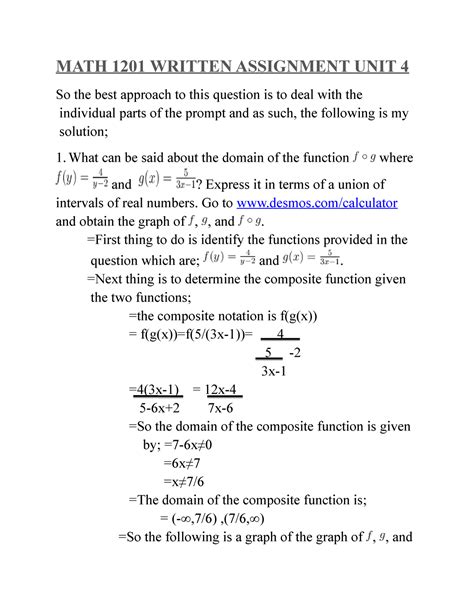 MATH 1201 University Of The People Written Assignment UNIT 4 MATH