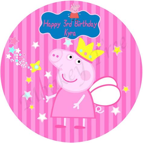 Peppa Pig Edible Cake Image 20cm circle 2 - can be personalised! - The ...