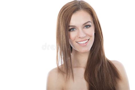 Head And Shoulders Portrait Of A Beautiful Red Haired Woman Stock