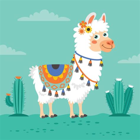 Cartoon Illustration Of A Llama 14538436 Vector Art at Vecteezy