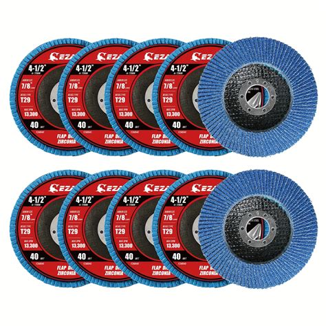 EZARC 10 Pcs Flap Discs 4 1 2 X 7 8 Inch Zirconia Grinding Wheel Type