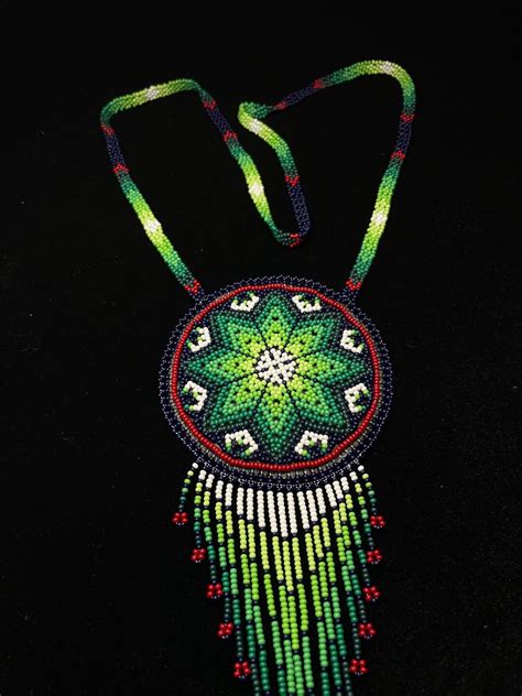 Wixarika Huichol Beaded Medicine Pouch Necklace Medallion Beaded